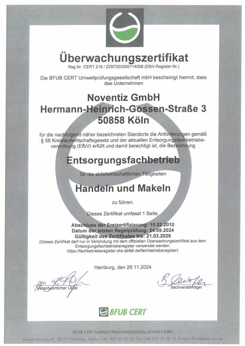 Überwachungszertifikat BFUB Cert